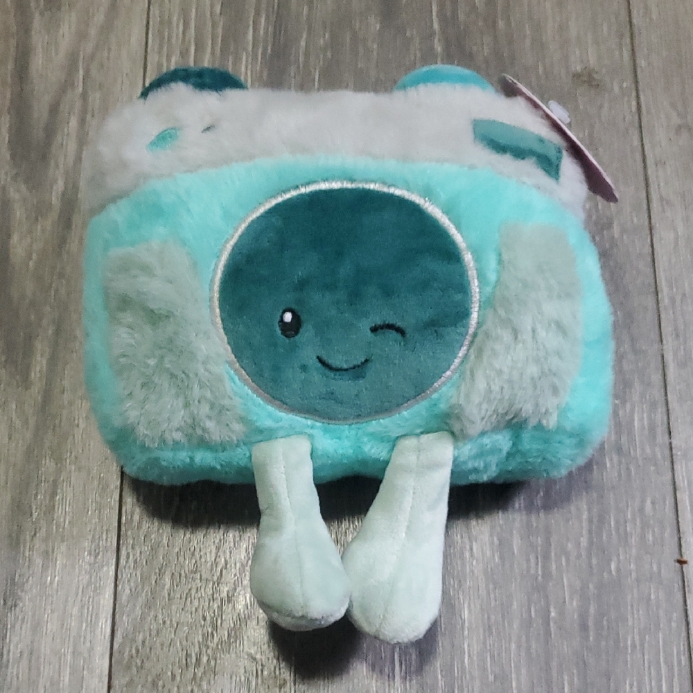 Gigglescape Teal Fluffy Retro Camera Plush Toy